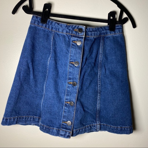 Denim Button Front Mini Skirt - Picture 2 of 3